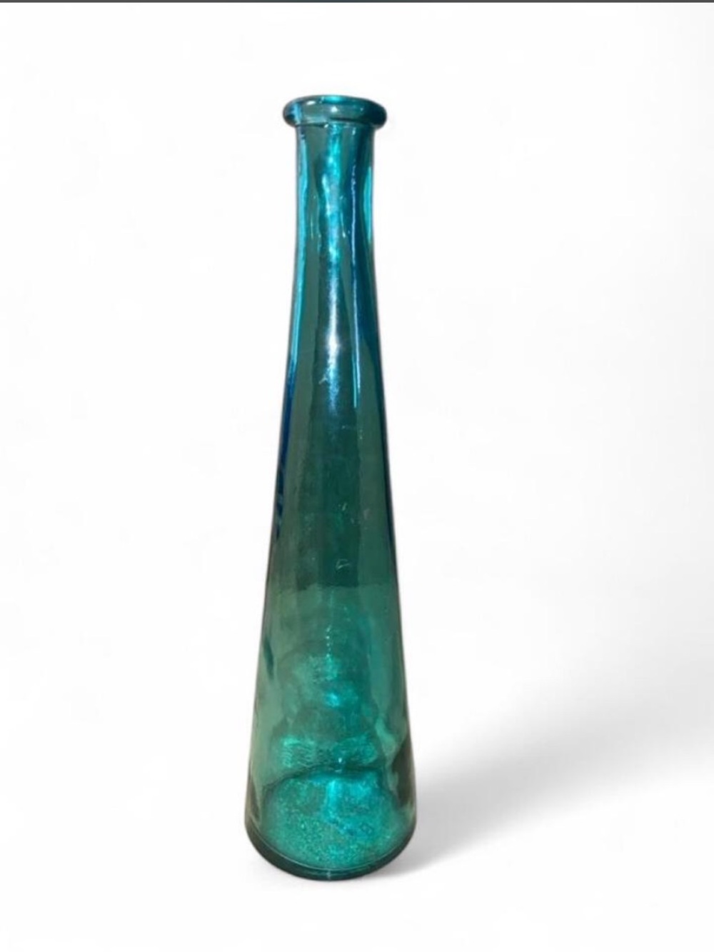Teal Glass Tapered Decorative Vase - Modern Home Accent